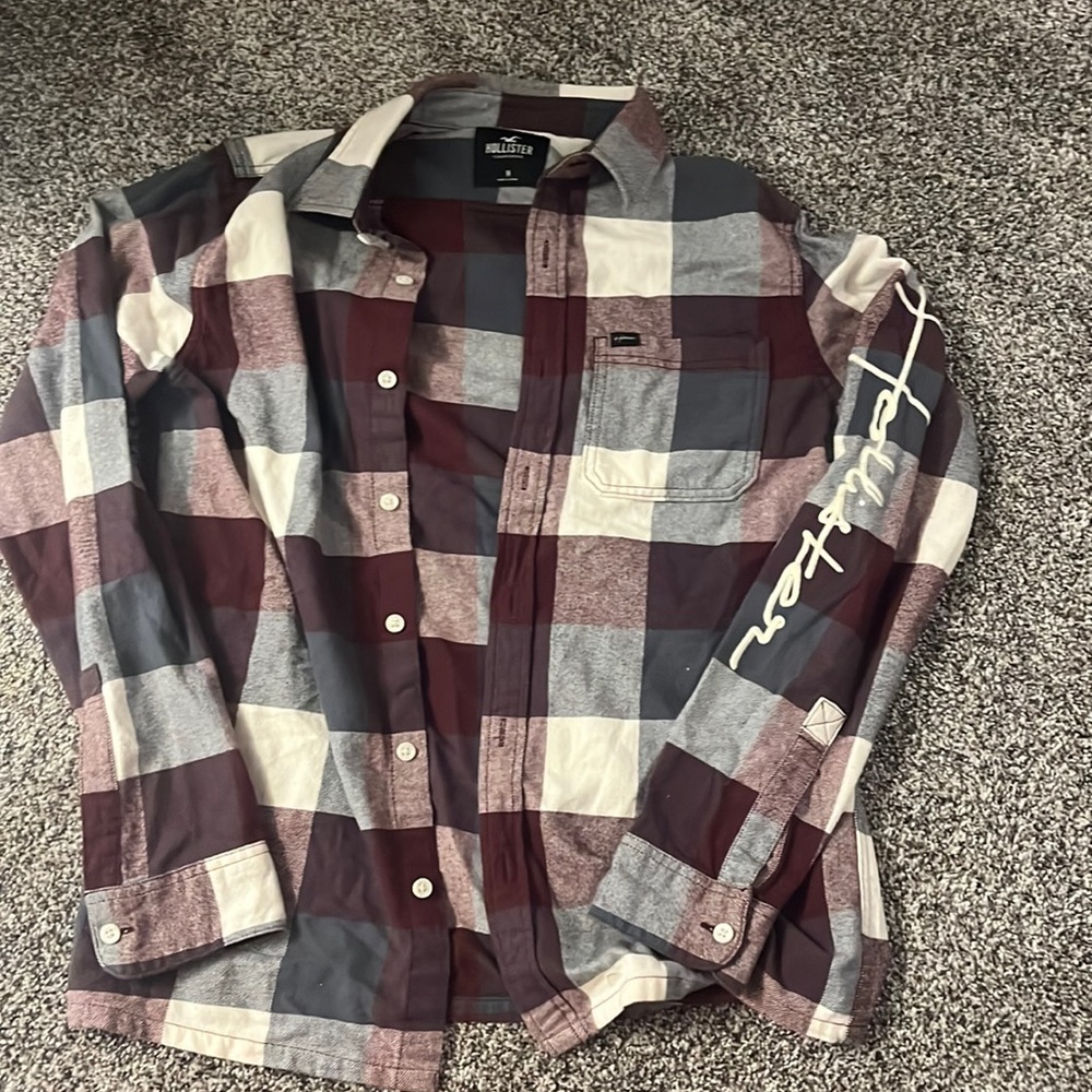 Hollister red grey and white flannel size medium